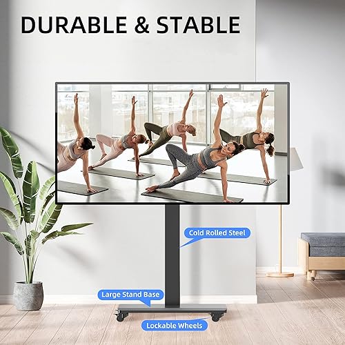 Miniatura 3 de XINLEI Carrito de TV móvil giratorio con ruedas, soporte de TV rodante para televisores de pantalla plana de 26 a 55 pulgadas, vertical a paisaje,