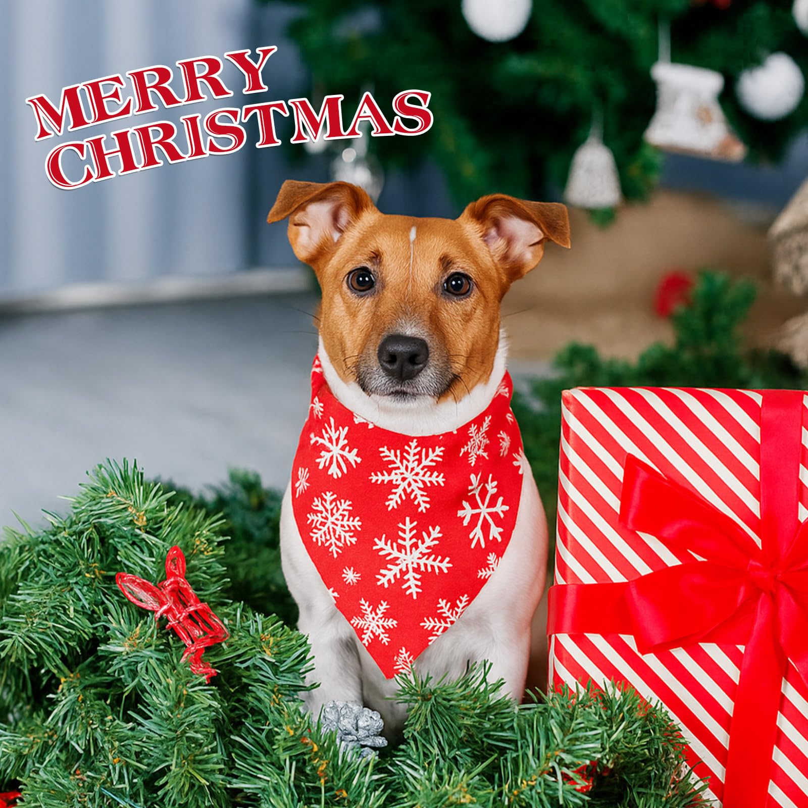HunnmingRe Lot de 50 bandanas rouges et verts en forme de flocon de neige pour chiens de petite, moyenne et grande taille