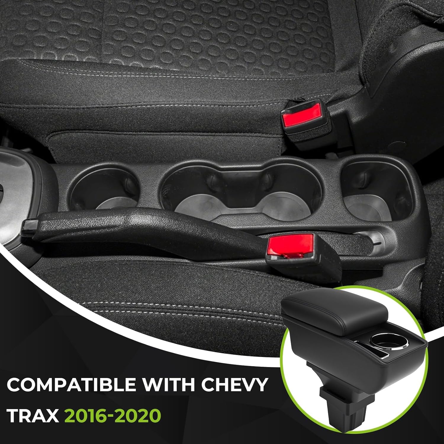 car armrest Storage Box Compatible with Chevy Trax 2016-2020 Large Capacity Double Layer Leather armrest Box with Cup Holder