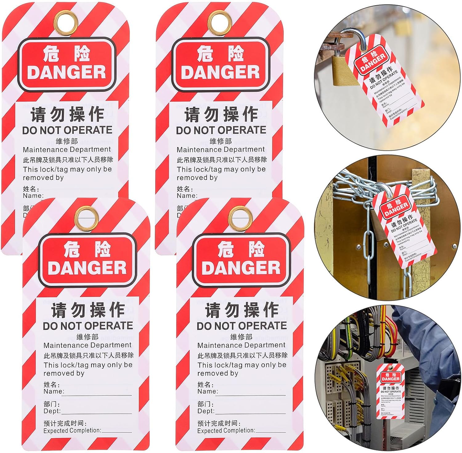 5pcs Lockout Tags PVC Safety Hanging Tags Do Not Operate Warning for Factory Equipment with Effective Protection and Multifunctional Application