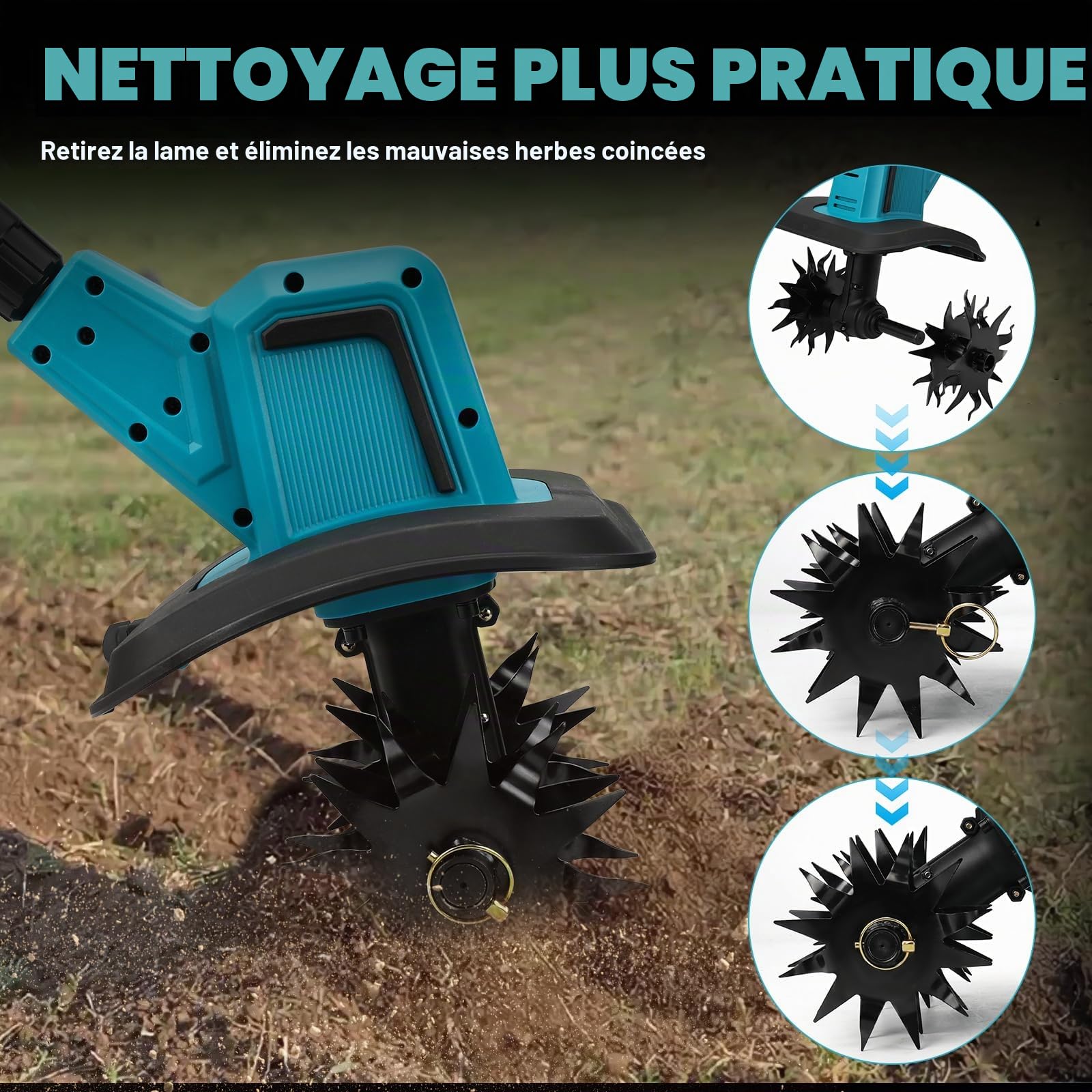 Motoculteur sans Fil pour Makita 18V (sans Batterie)