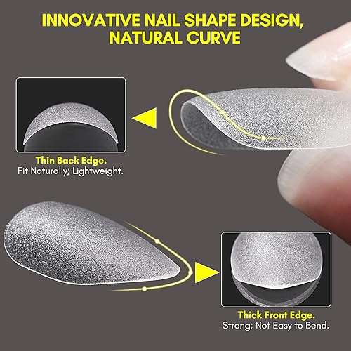 Miniatura 5 de Makartt Puntas de uñas extra cortas de almendra, 360 unidades con pegamento de uñas de gel UV de 0.7fl oz, lima de uñas 100180, puntas de uñas de