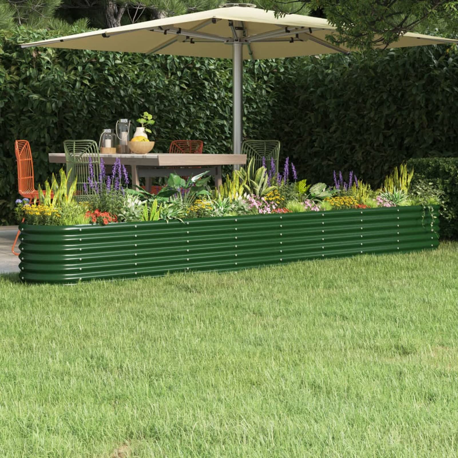 ShGaxin Jardinera, Jardineras Exterior, Macetas Exterior, Huerto Urbano Terraza, Huerto En Casa, Mesa De Cultivo, de Acero con Recubrimiento en Polvo Verde 332x40x36cm