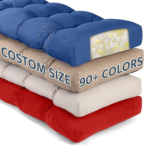 mudilun Cojín de banco personalizado, cojines de banco antideslizantes para muebles de interior con lazos, cojines de asiento de ventana para