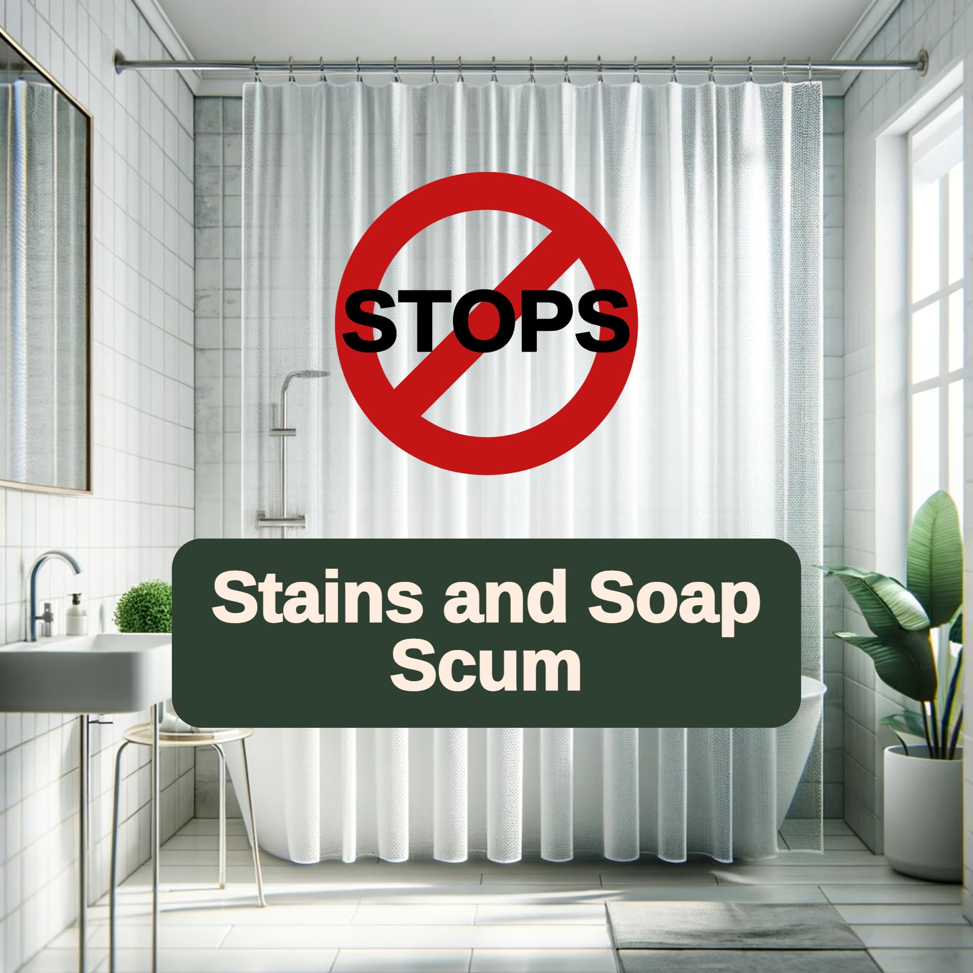 J46 Premium 3G Lightweight PEVA Shower Curtain Liner - 72