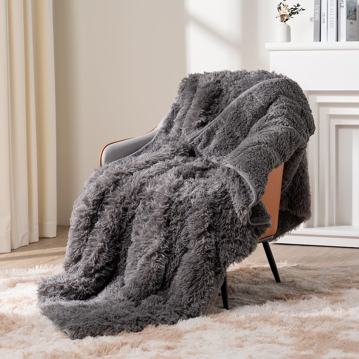 Topblan Faux Fur Weighted Blanket Twin Size15 lbs, Shaggy Faux Fur Plush Sherpa Warm Heavy Blanket for Adults, Great for Calming and Relax, Fluffy Soft Bedding Blanket, Grey 48×72 inches Topblan Faux Fur Weighted Blanket Twin Size15 lbs, Shaggy Faux Fur Plush Sherpa Warm Heavy Blanket for Adults, Great for Calming and Relax, Fluffy Soft Bedding Blanket, Grey 48×72 inches