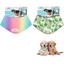 ALL FOR PAWS Cooling Bandana for Dogs, 2 Pack Dog Cooling Neck Wrap, Ice Dog Bandanas for Small Dogs, Cooling Scarf for Dogs, Blue Neck Cooler for DogsS, Neck Girth 11.814.4 Inch