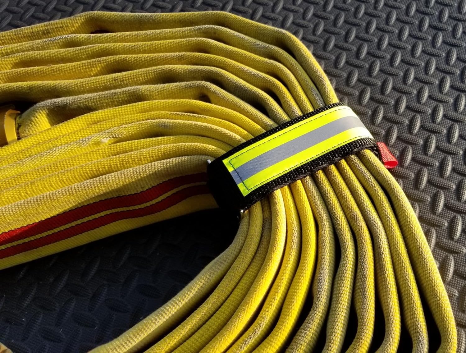 Firefighting Hi Rise Denver Load Fire Hose Bundle Straps 23" Length Blue w/Reflective Set of 3 (Blue w/Triple Yellow Reflective)