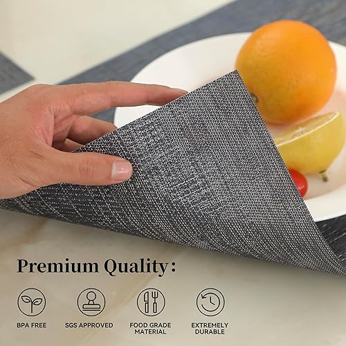 Miniatura 375 de Leetaltree - Manteles individuales, resistentes al calor, antideslizantes, para mesa de comedor, lavables, duraderos, tejido de PVC