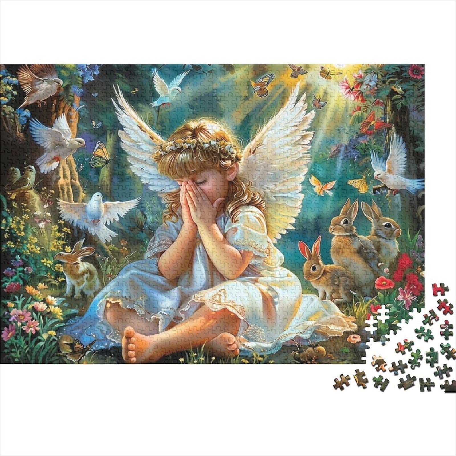 Angel Child Praying Jigsaw Puzzles Puzzle for Adults Kids. 1000 Piece Whimsical Challenge Toy Educational Games Home Decoration for Adults& Kids Age 14 Years Up 38x26cm/1000pcs
