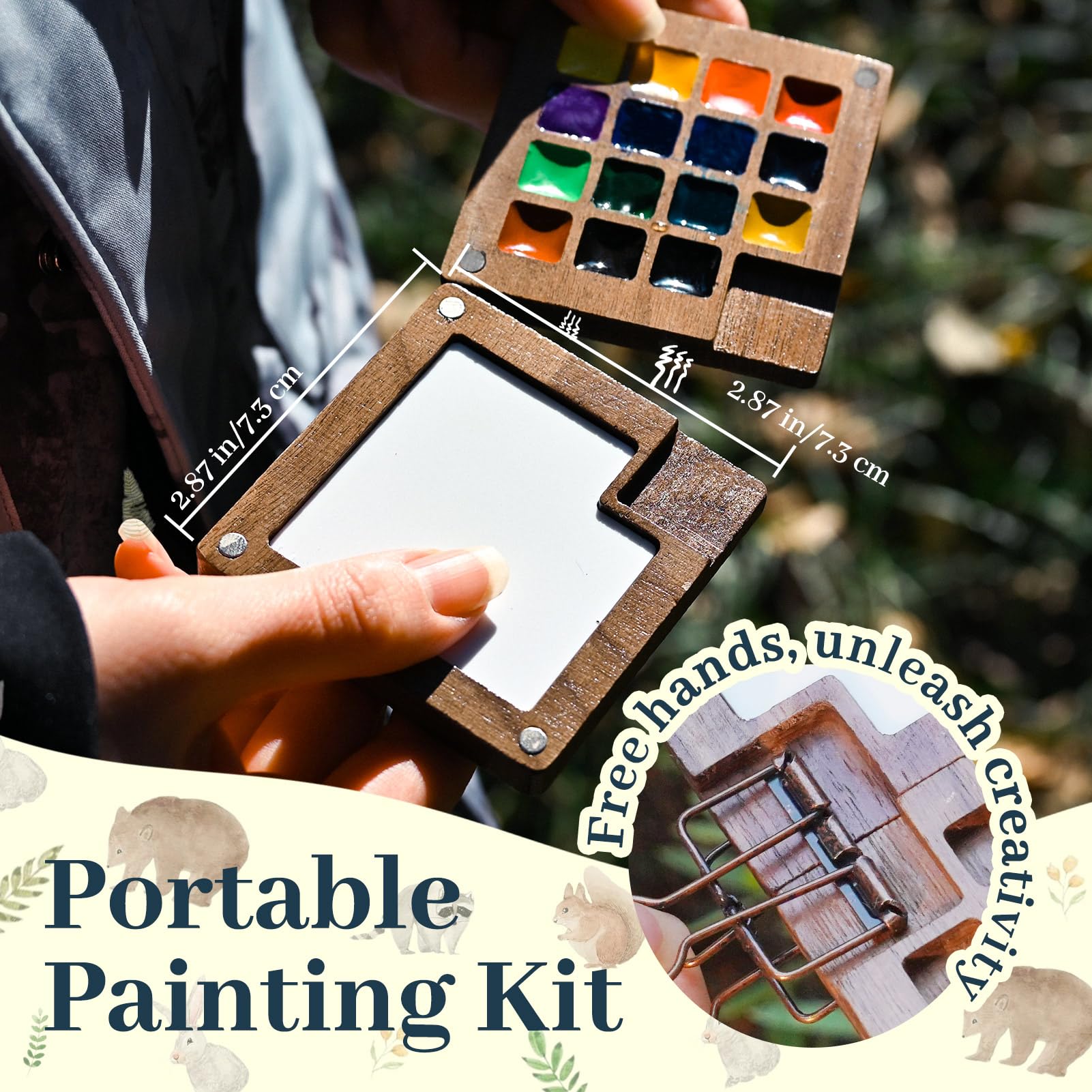 Funto Mini Aquarell Reise-Set, 12-Farben Nachfüllbares Kunst-Reise-Set, All-in-One Mini-Malbedarf mit Tasche