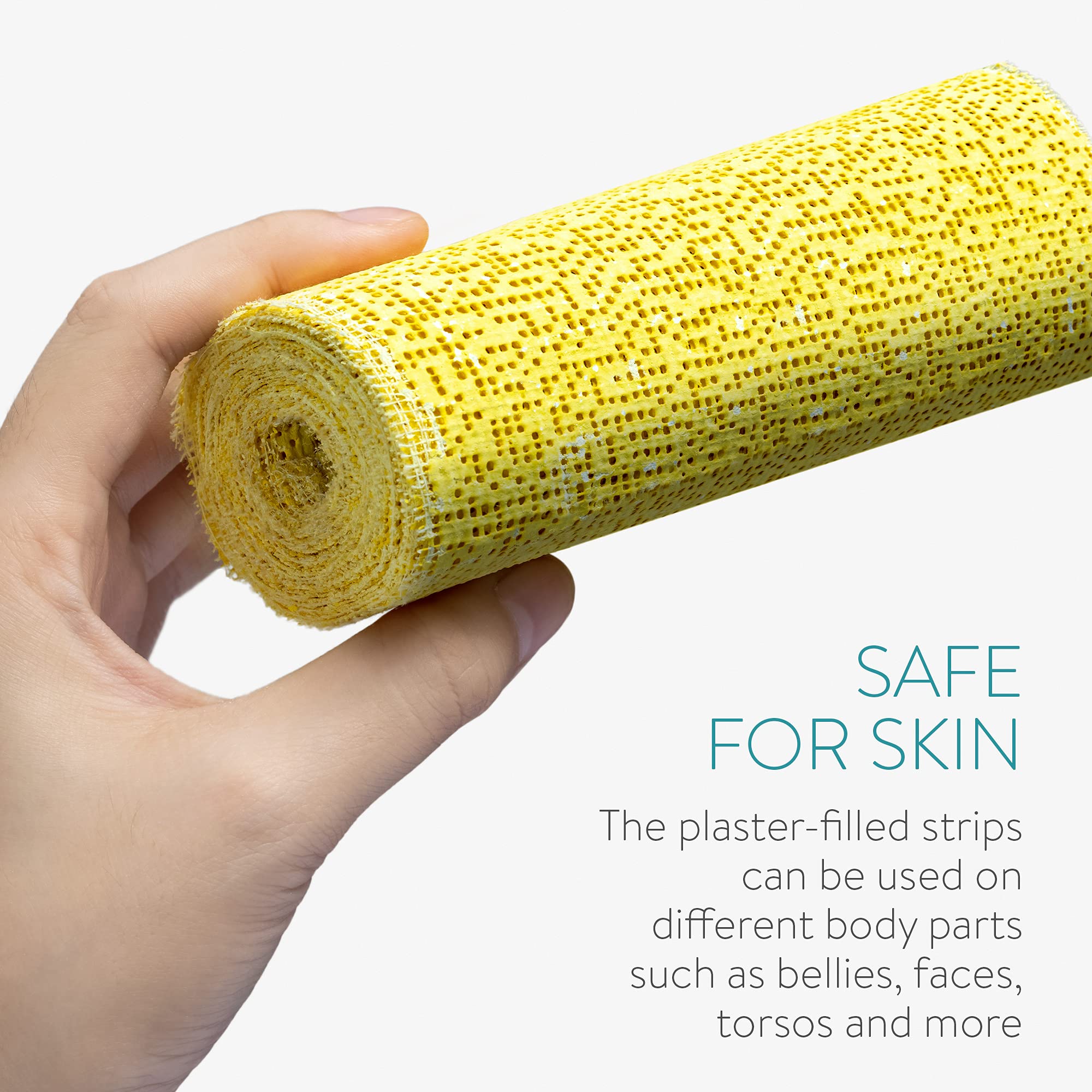 Navaris 10x Baby Belly Bandage Bandage - Zestaw drukowania gipsu mrowienia 15 x 300 cm - Bandaża wrażeń gipsowych do majsterkowania - paski tynkowe do brzucha dla niemowląt - żółty