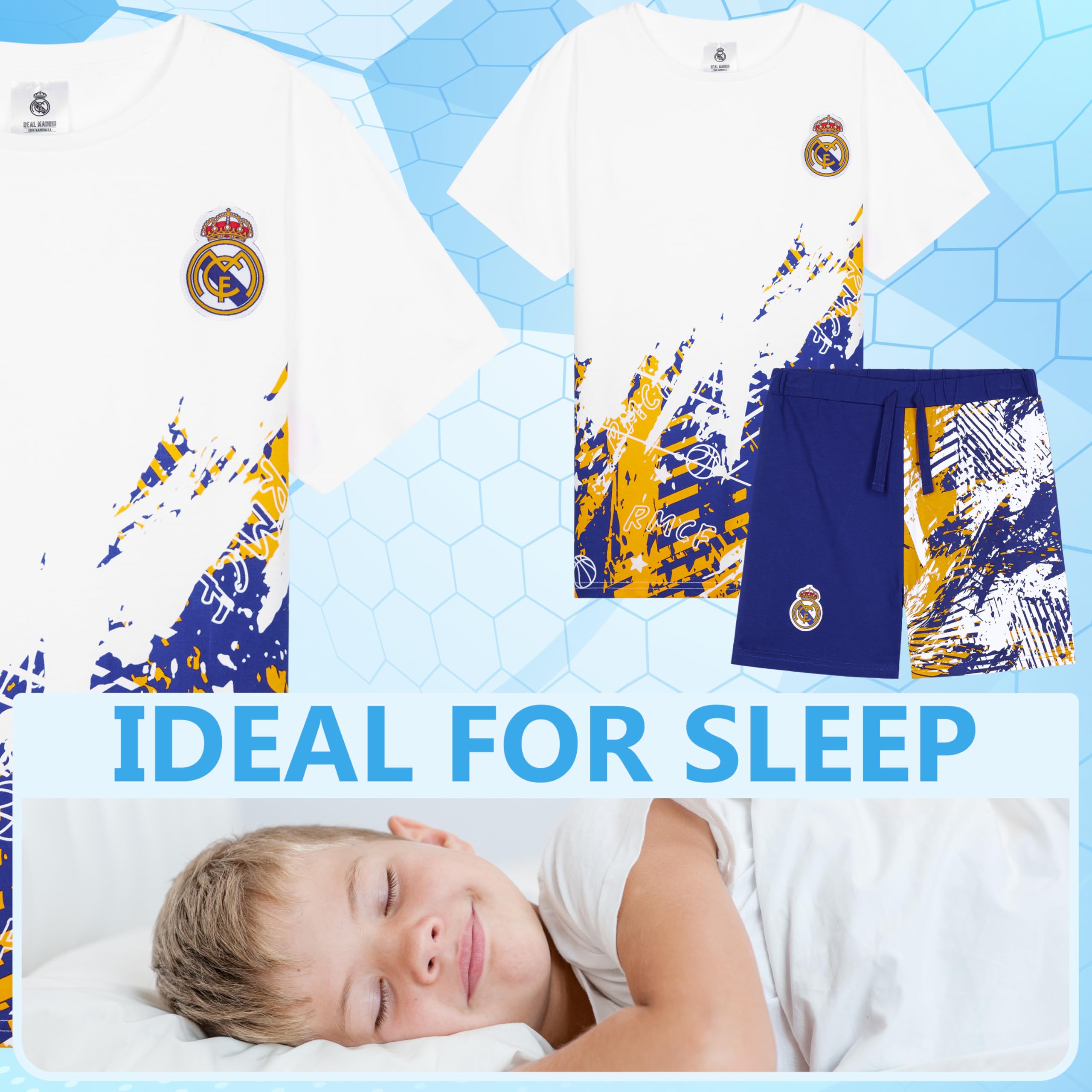 Get Trend Pyjama Garcon Ensembles de Pyjama Enfant et Ado Court Football Été Vêtement de Nuit Tenue de Détente Cadeau Foot