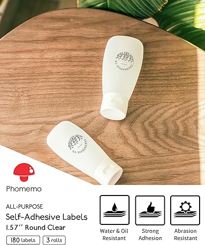 Miniatura 2 de 3 x 180 piezas Phomemo Labels Circle Series, transparentes, 1.57 pulgadas (1.575 in, diámetro) M110M220M221M120M200, etiquetas transparentes,