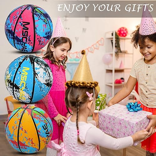 Miniatura 7 de Baloncesto para niños, tamaño 3 (22 pulgadas) y 5 (27.5 pulgadas) para patio trasero, parque, piscina y práctica para niños