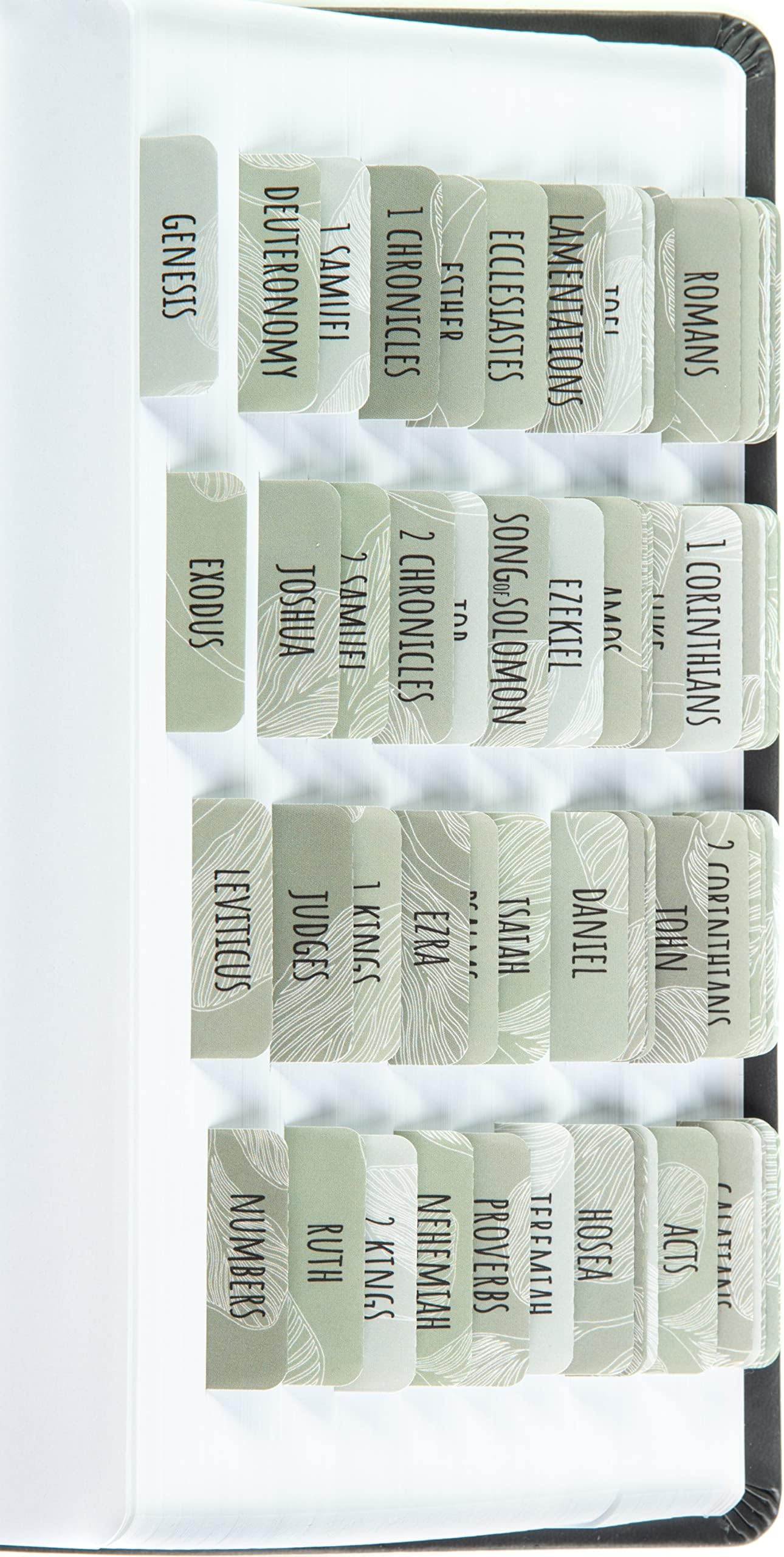 DiverseBee Laminated Bible Tabs (Large Print, Easy to Apply), Bible Study Journaling Supplies, 72 Bible Index Book Tabs for Women, Bible Accessories, Includes 6 Blank Tabs - Sage Theme