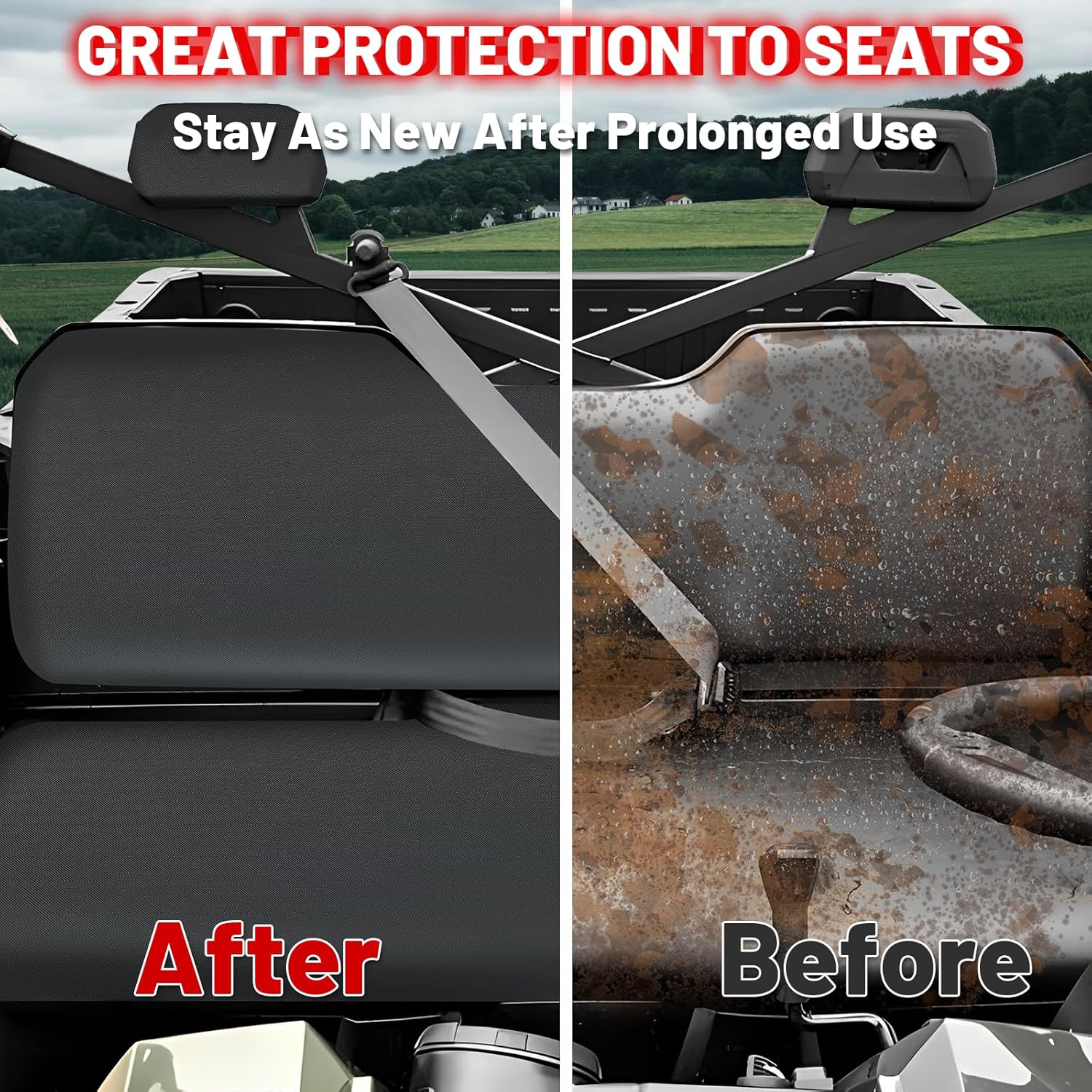 StarknightMT UTV Ranger Seat Cover Waterproof Seat Covers Compatible with Polaris Ranger 500 700 800 2002-2008 Durable Oxford Fabric with Waterproof PU Coating Ranger Seat Accessory Parts