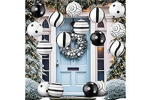 Meooeck 6 Pack Black and White Party Decor 6''Glitter Black and White...