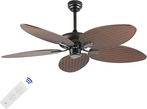 JONATHAN Y JYL9719C - Rifas de 52 pulgadas con aplicación móvilcontrol remoto, ventilador de techo de hoja de palma de 6 velocidades, bohemio,