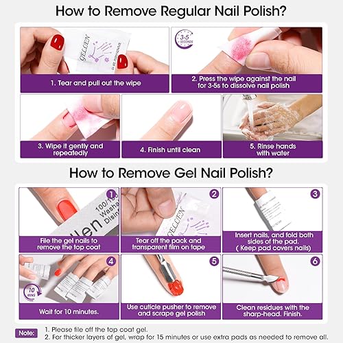 Miniatura 9 de Gellen Kit de almohadillas removedoras de esmalte de gel, almohadillas removedoras de esmalte de acetona y toallitas limpiadoras de alcohol, paquete