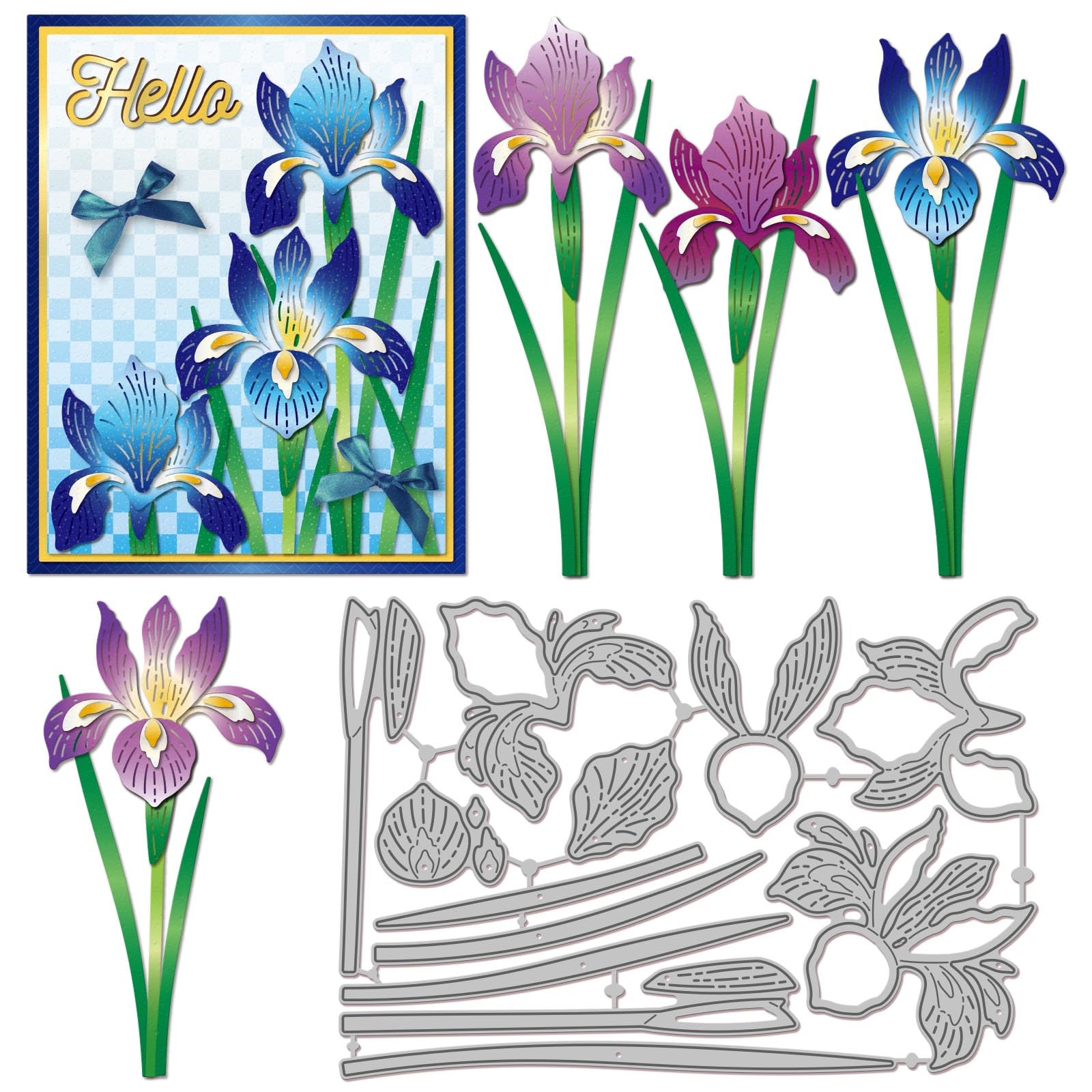 GLOBLELAND Iris Flowers Cutting Dies for Card Making