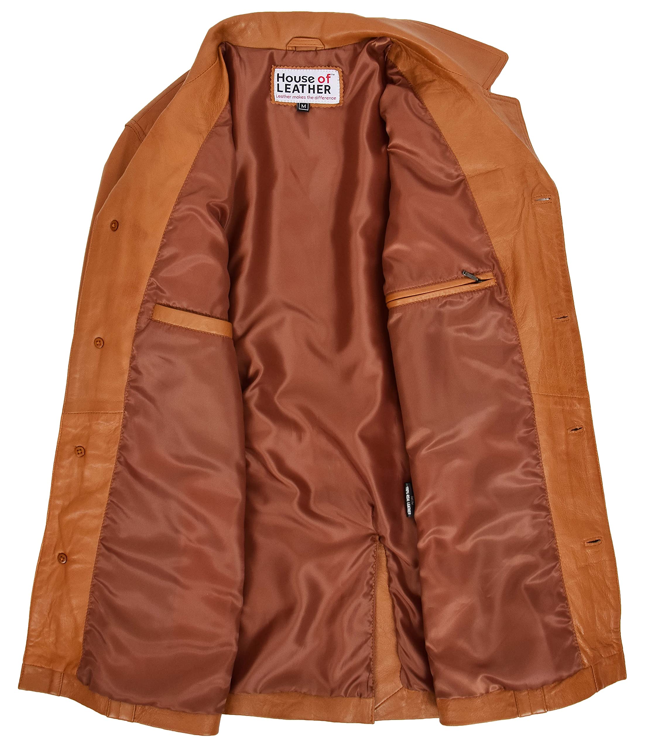 Chaqueta de piel auténtica con botones Reefer para hombre Derek Tan