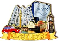 Vista 1 de Imán de madera de Alemania Dusseldorf 3D para nevera, recuerdos coleccionables, decoración hecha a mano, artesanías 2