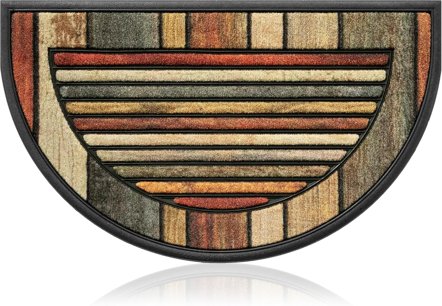 Extra Durable, Superior Absorption, Front Door Mat for Outdoor & Indoor - Welcome Mat for Entryway, Entrance, Patio,Porch -Waterproof,Non-Slip Backing,Coarse Fibers(Semicircle Colorful Stripes,18x30)