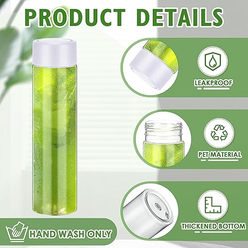 Miniatura 3 de 24 botellas de plástico para jugo de 13.5 onzas con tapas, botellas sensoriales reutilizables con tapas blancas, botellas de agua a granel,
