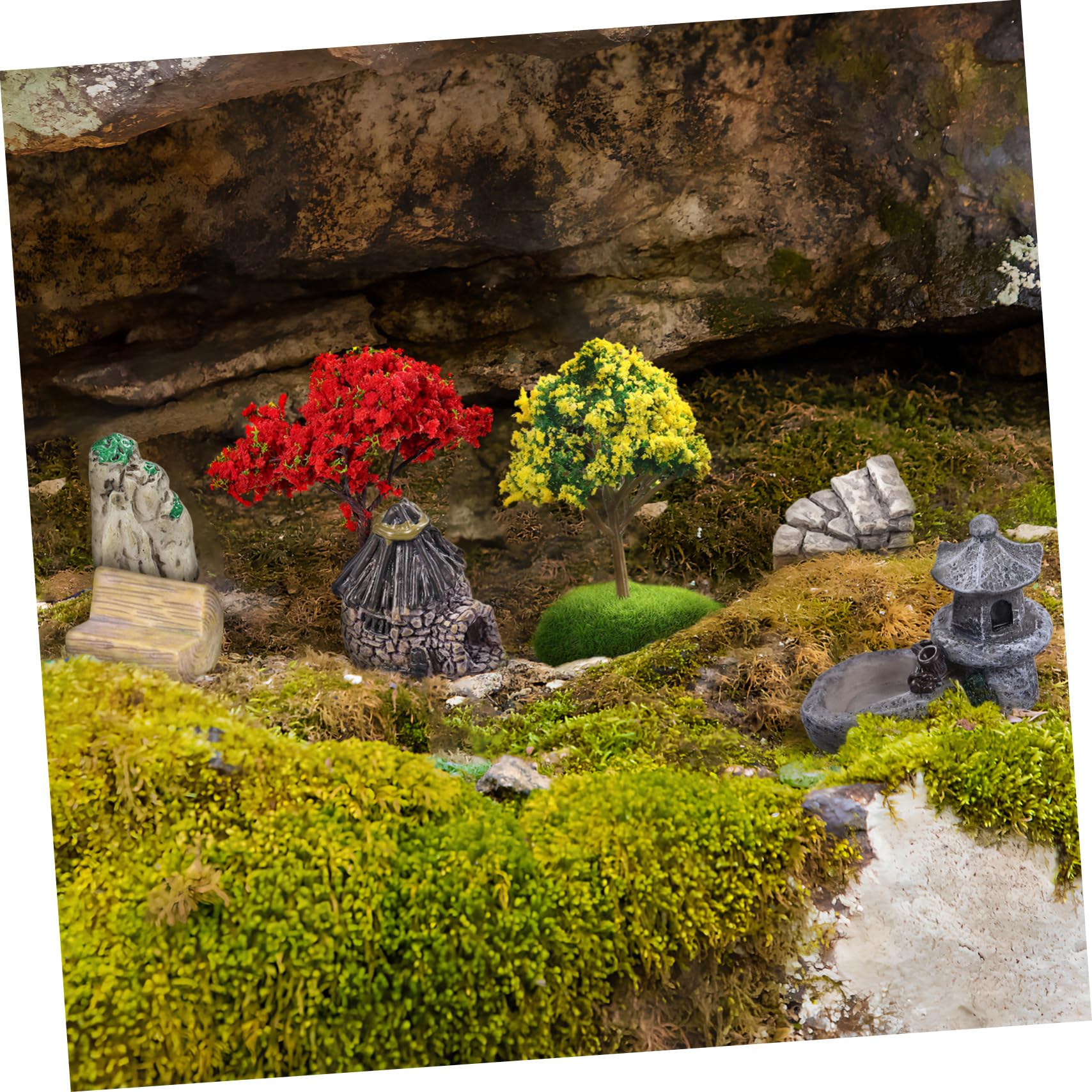 BESPORTBLE 4zestawy Miniaturowych Akcesoriów Do Ogrodu Wrzośca Elementów Plastikowe Dekoracje Do Terrarium Miniaturowe Drzewka i Kamienie Urokliwych Krajobrazów