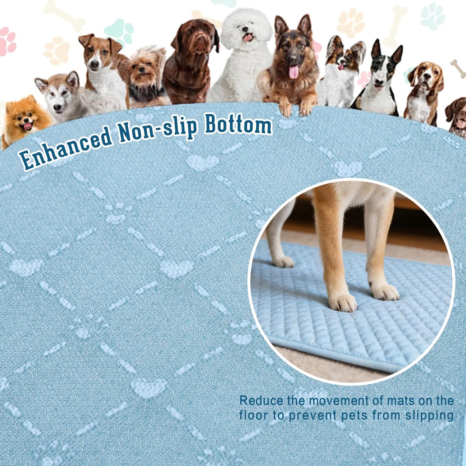 Dog Cooling Mat 2.0, Blue, Thick Long-lasting Cooling Mat for Dogs, Upgraded Self-Cooling Tech No Water, Q-Max>0.5, Chew Resistant Waterproof Fully Washable Pet Cooling Mat, Fit for Dogs & Cats