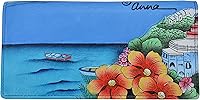 Vista 2 de Anna by Anuschka Funda para chequera de piel pintada a mano para mujer, con cierre de solapa y tarjetero, Amalfi Dawn