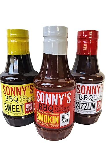Sonny's BBQ Sampler Sweet Smokin' Sizzlin - Paquete de salsa para barbacoa disponible en Yaxa Costa Rica