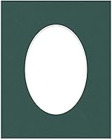 Vista 245 de CountryArtHouse Marco ovalado verde cazador de 5 x 7 pulgadas, sin ácidos, con núcleo blanco, corte biselado para fotos de 4 x 6, se adapta a marcos
