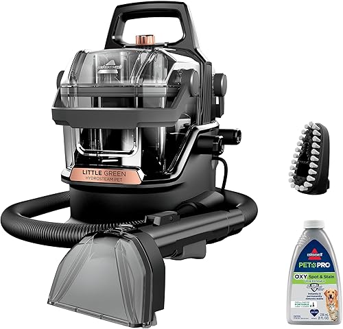 BISSELL Little Green HydroSteam 3618 - Limpiador portátil multiusos de alfombras y tapicería, para automóviles y automóviles, 3618, puerto negro y