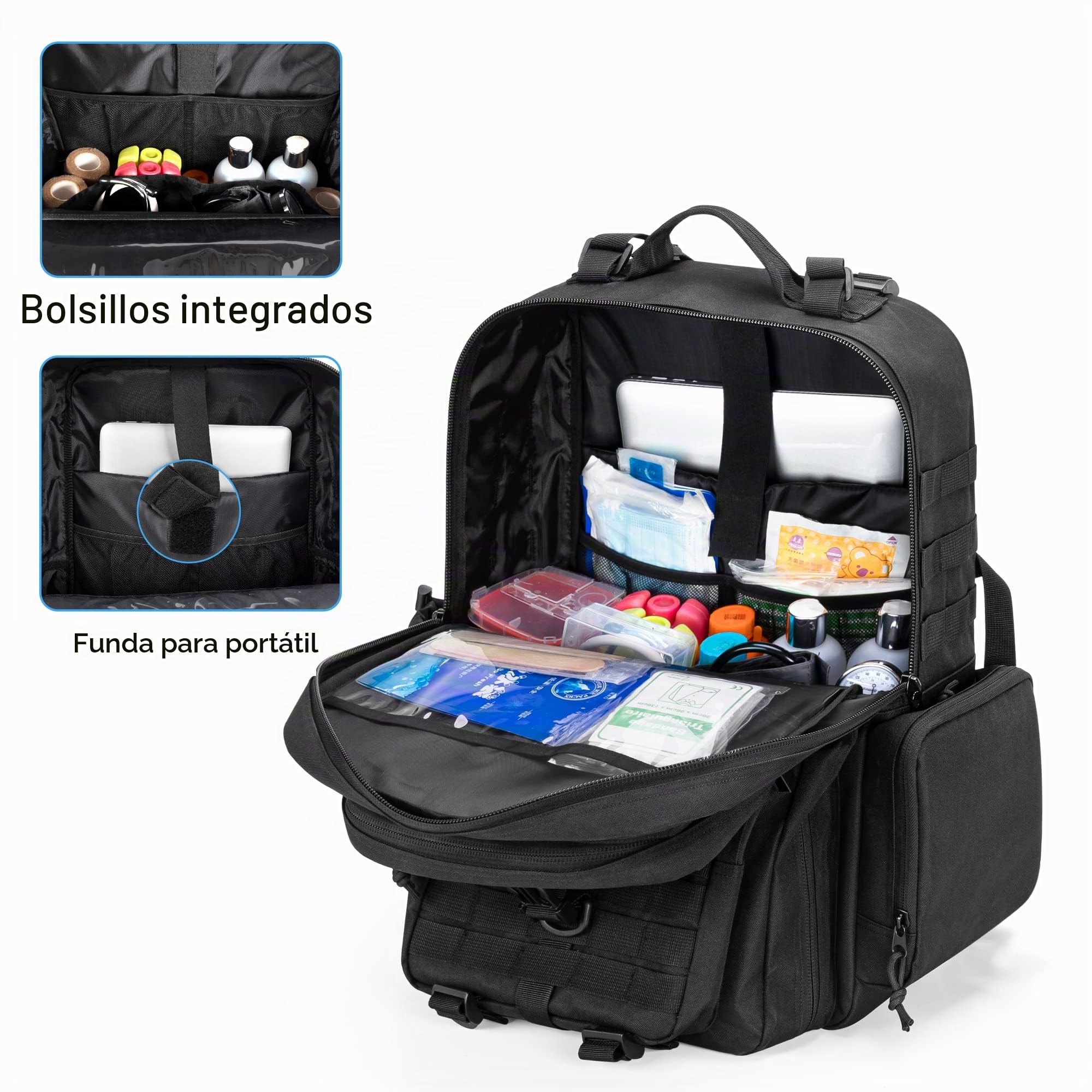 Damero Mochila Táctica Médica, Bolsa de Suministros Médicos Mochila de Primeros Auxilios con Correa en Y Superior para Caminar