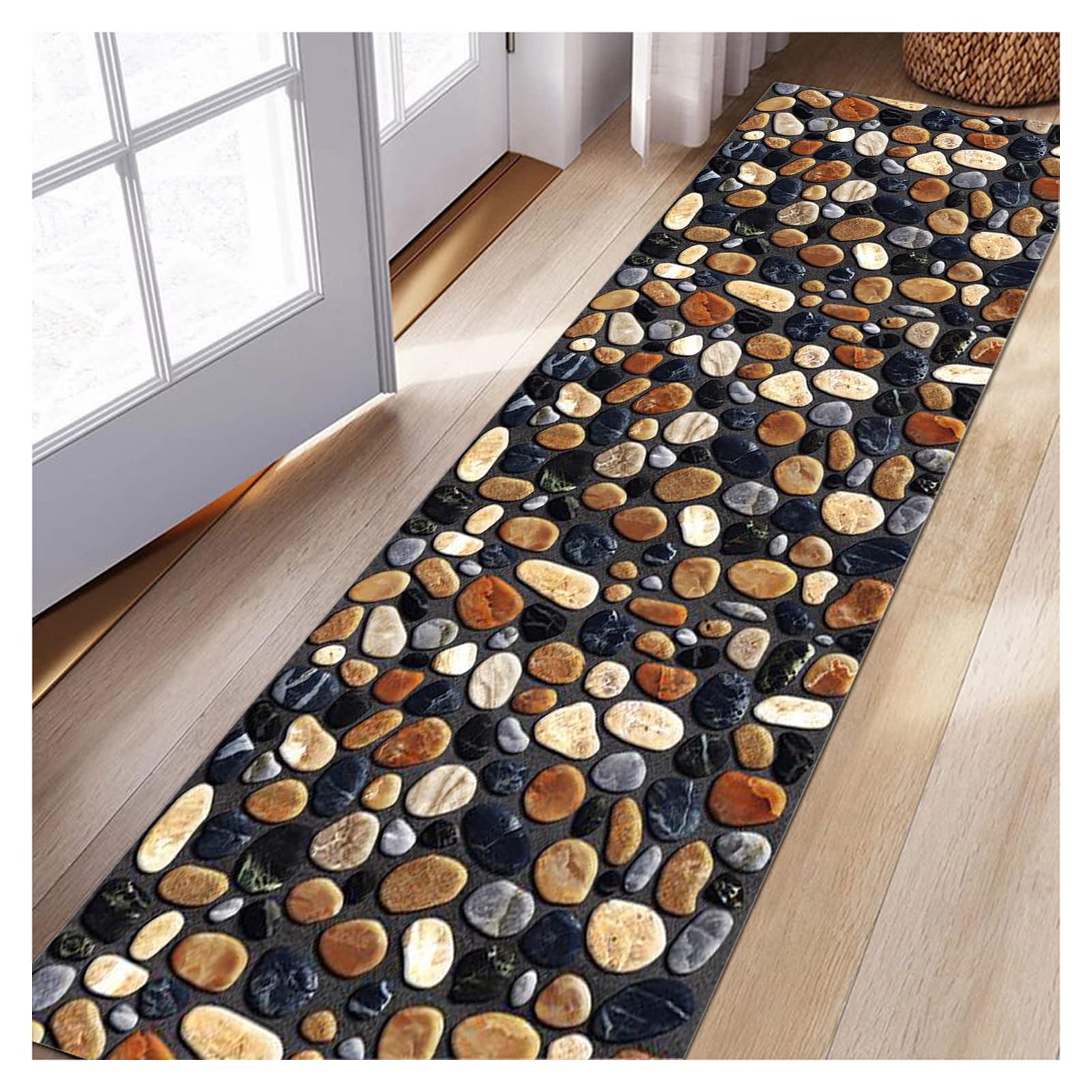 70x180cm Läufer Teppich Flur rutschfeste Flurläufer Teppich Schwarze Küchenteppich Teppichläufer Läufer waschbar für Wohnzimmer Flur Büro Schlafzimmer Küche Terrassen Esszimmer Balkon