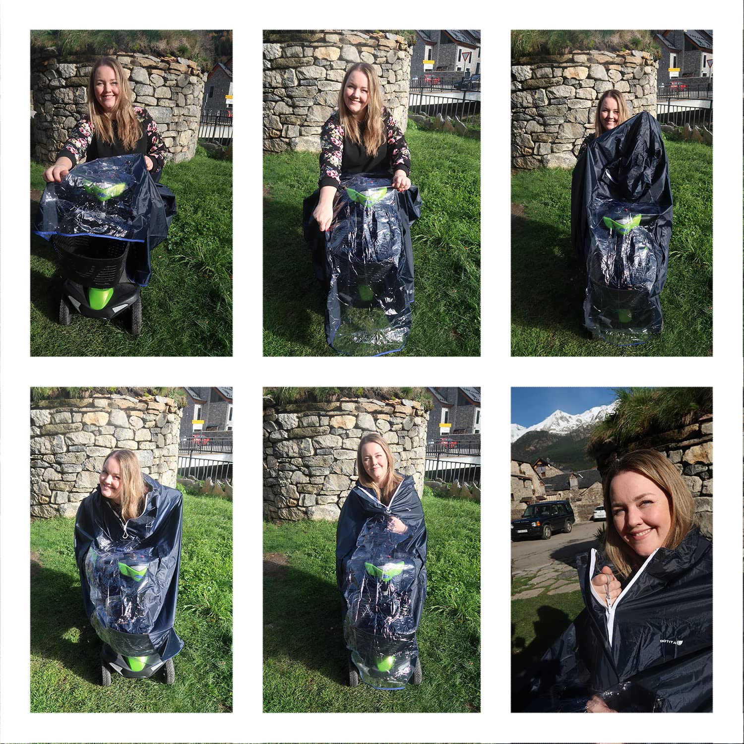 Wodoodporny poncho do elektrycznego wózka inwalidzkiego/skutera - elektryczny płaszcz przeciwdeszczowy dla wózków inwalidzkich - Rozmiar elektryczny/skuter L (Granatowy)