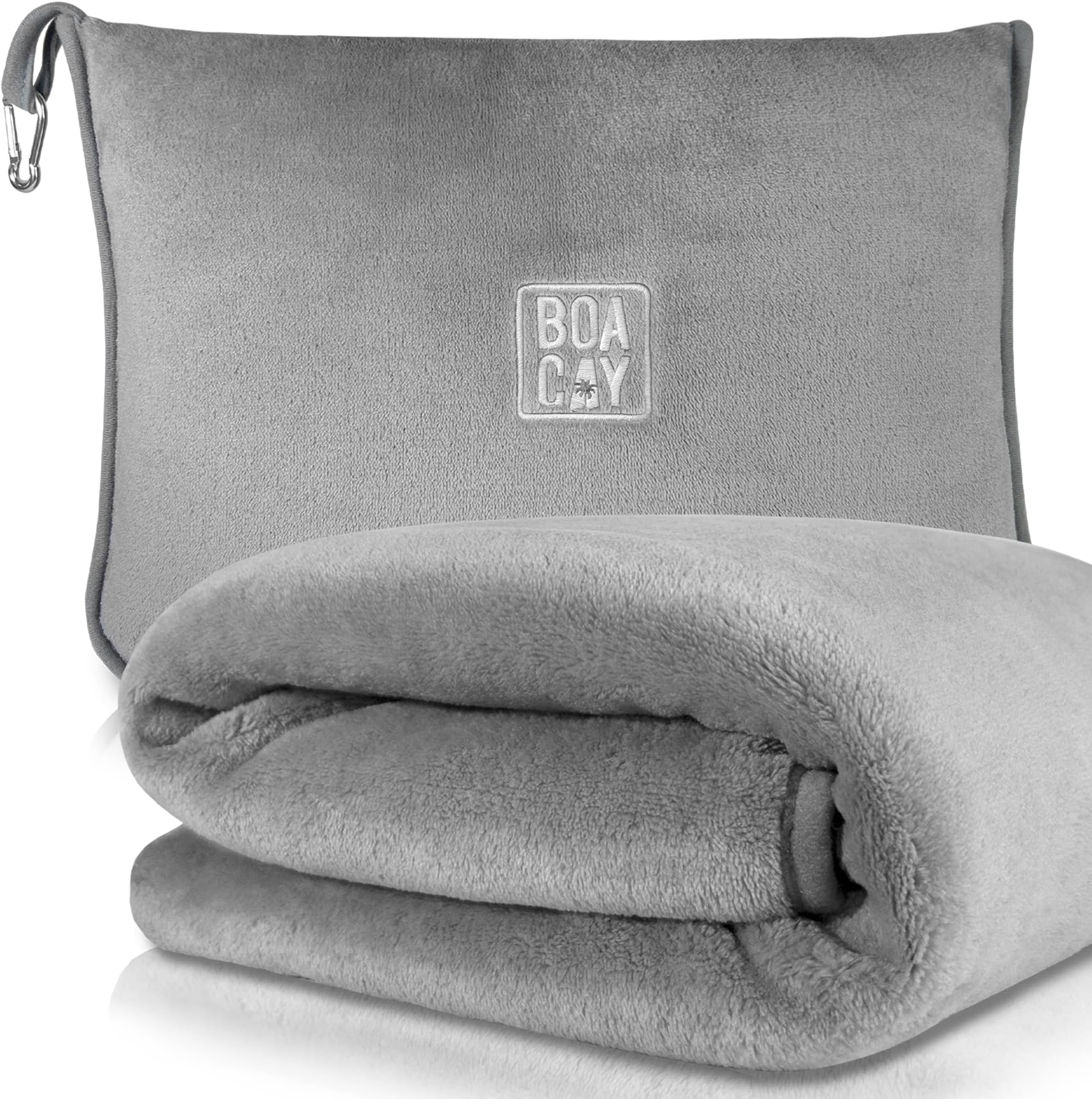 BOACAY Soft & Warm Travel Blanket for Airplane & Car - Long Flight Essential for Women, Men, Kids - Compact Pillow with Luggage Sleeve & Backpack Clip