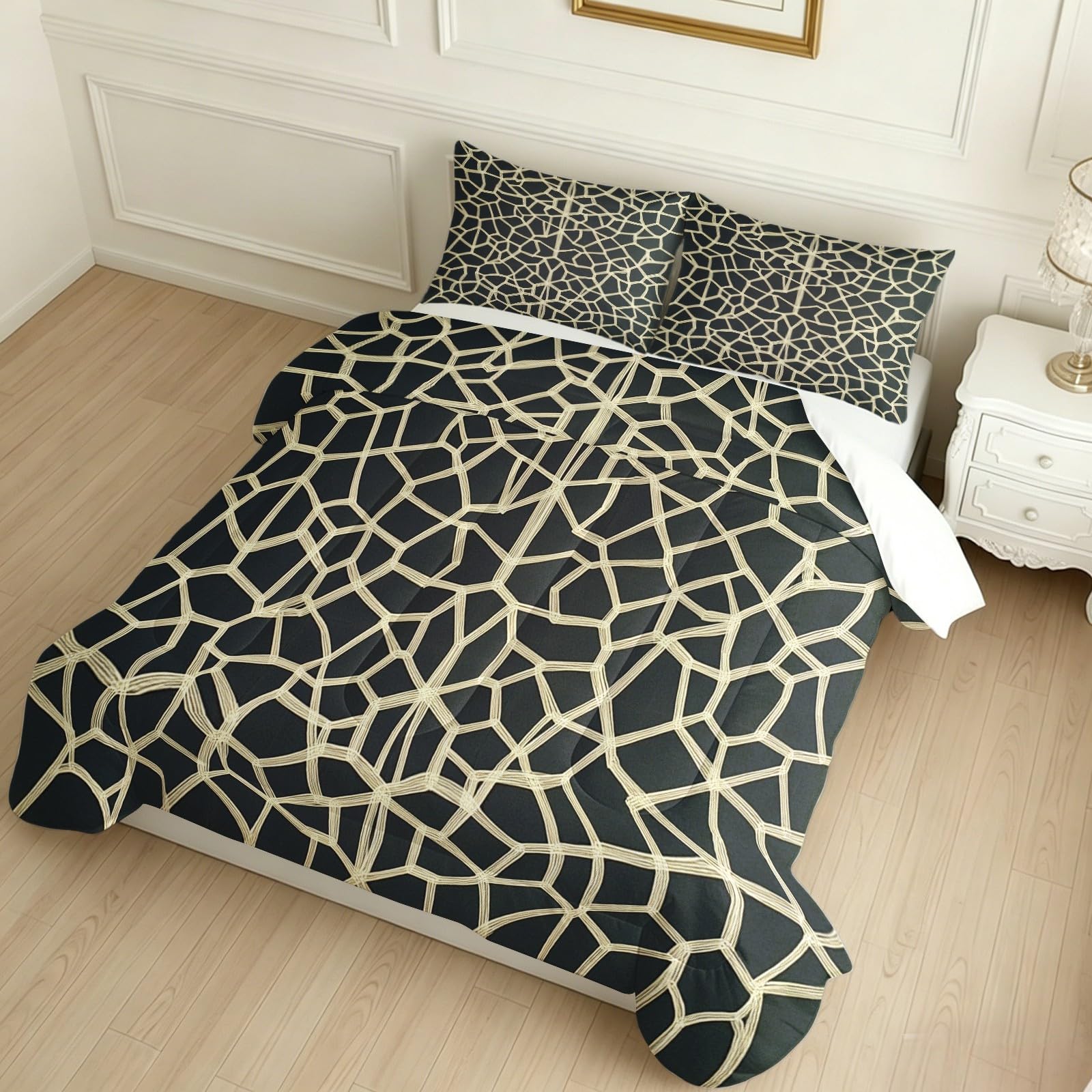 Edredón 155 x 220 cm 4 Estaciones Líneas geométricas abstractas Relleno Nórdico Microfibra marrón Transpirable Decoración Dormitorio