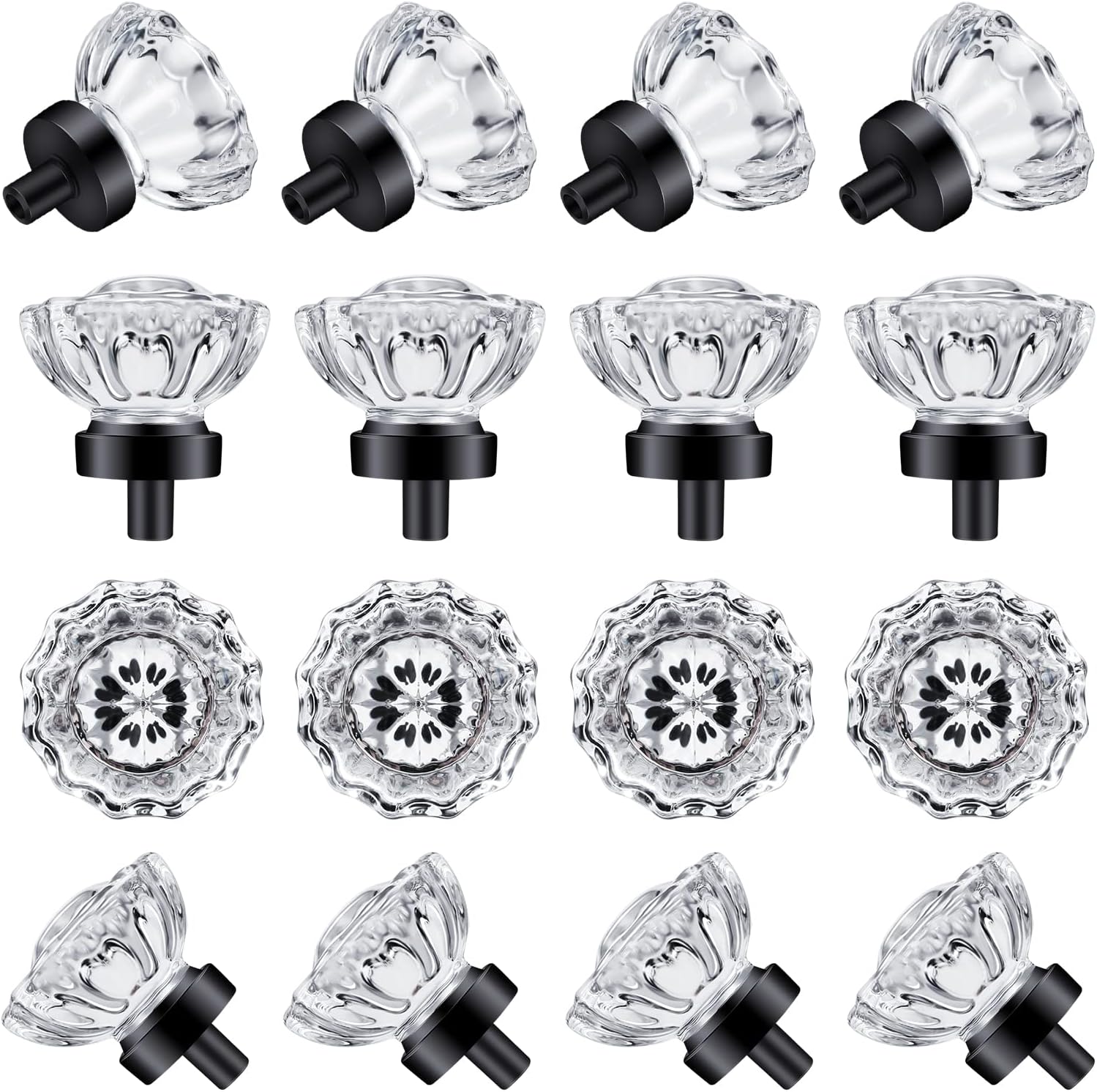 SHINY HANDLES Knobs Matte Black Glass Knobs Vintage