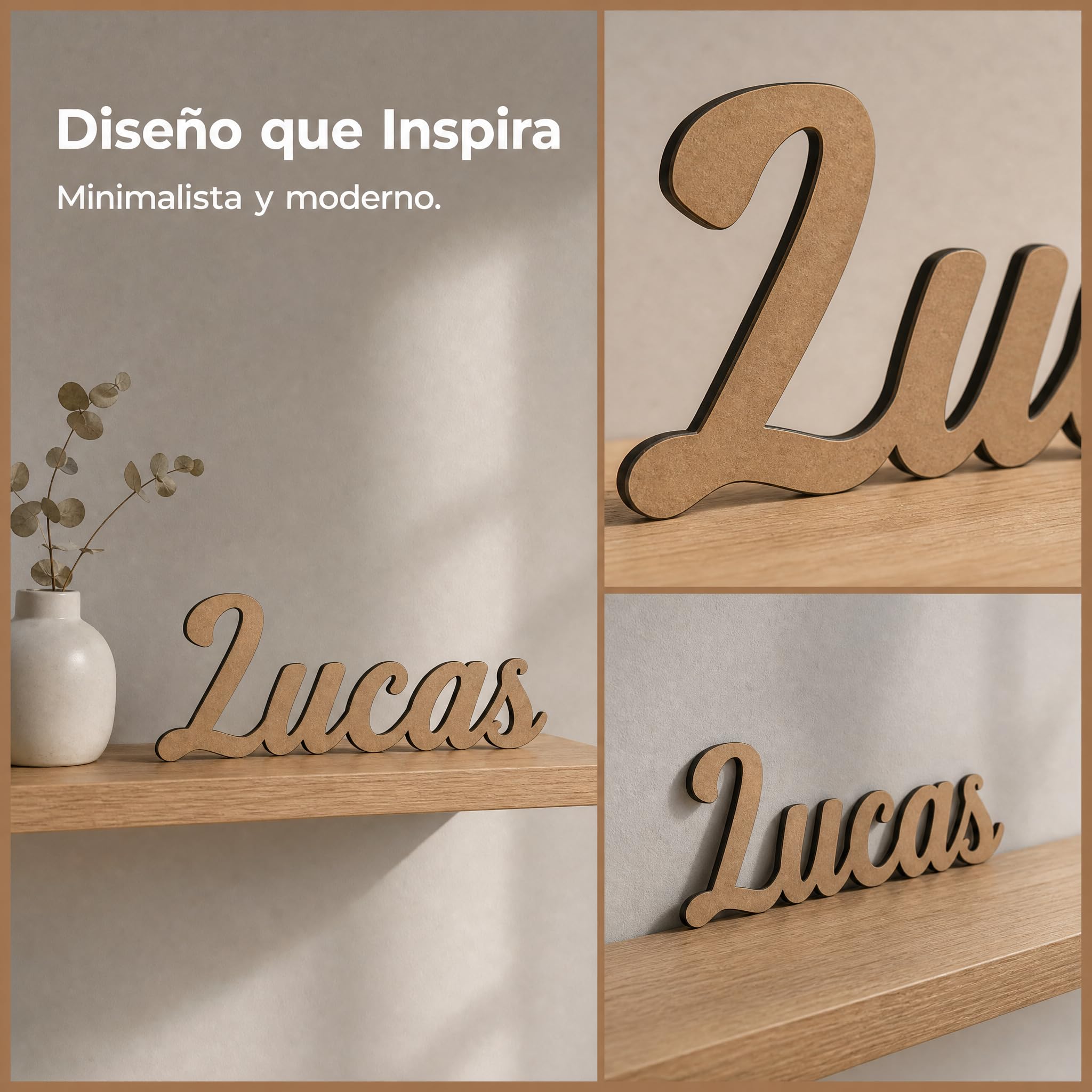 Nombre Personalizado en Madera para Pared y Puerta, Letras Decorativas para Habitación Infantil, Decoración de MDF o Contrachapado para Bebé, Niño y Niña, Regalo Original para Bautizo y Comunión