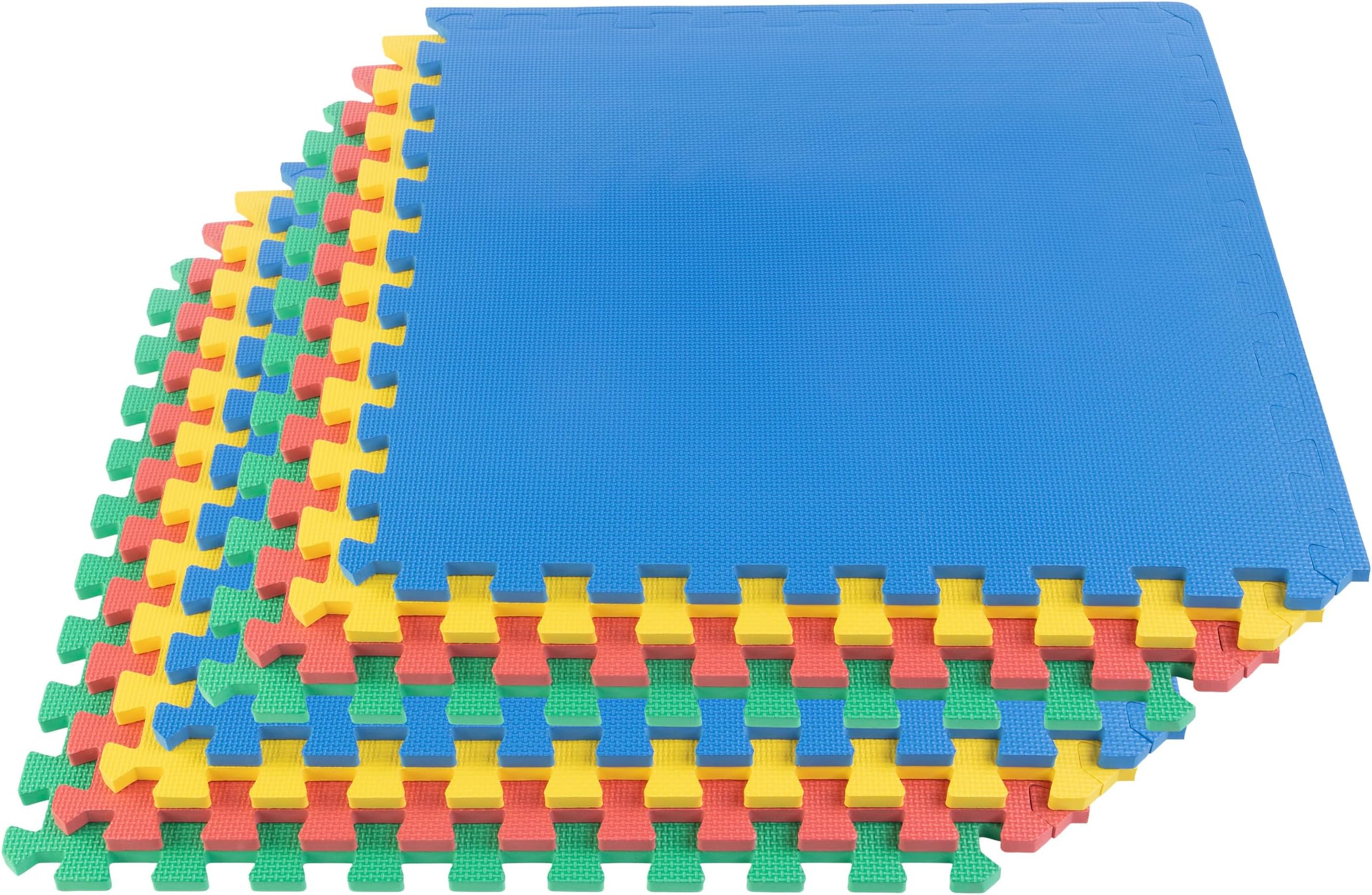 EVA Foam Mat Tiles 8-Pack - 32 SQ FT Interlocking Padding for Playroom or Gym Flooring - Workout Mat or Baby Playmat by Stalwart (Multicolor)