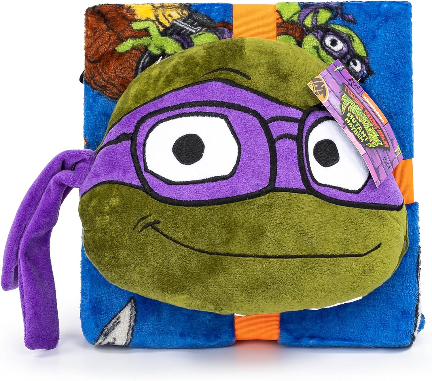Jay Franco Nickelodeon Teenage Mutant Ninja Turtles Mutant Mayhem Donatello Nogginz Set - 40 x 50 Inch Blanket & Plush Pillow Set, Kids Super Soft 2 Piece Set