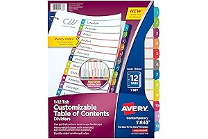 Avery Customizable 3-Ring Binder Dividers with Table of Contents and Multicolor Tabs
