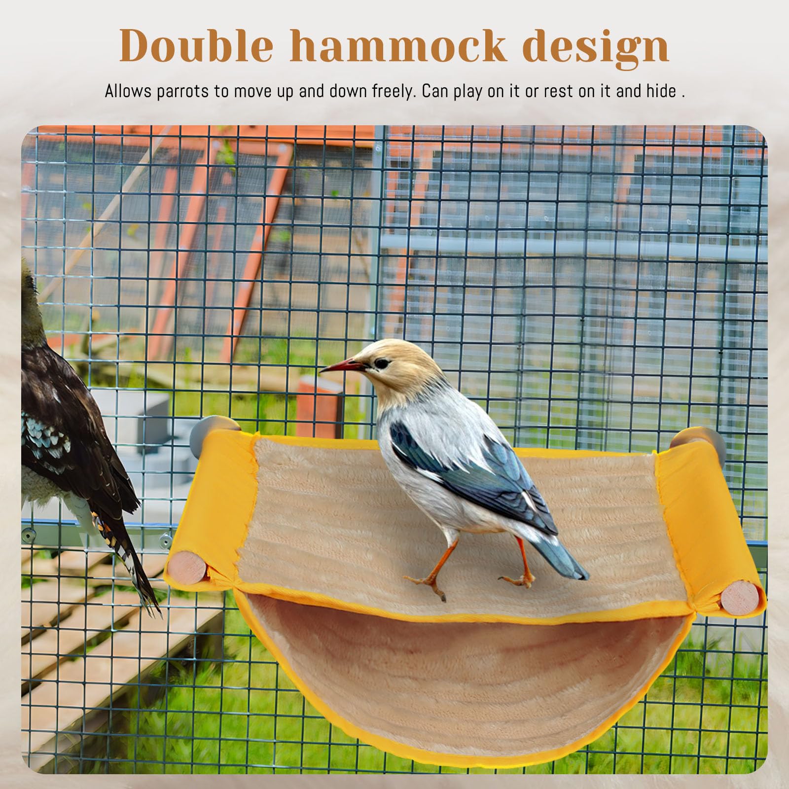 2PCS Bird Hammock, Parakeet Bed Hanging, Double-Layer Parakeet Nest for Budgies Cockatiels Lovebird, Brown - Image 4