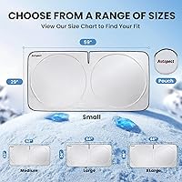 Vista 4 de Parasol para parabrisas, parasol reflectante para parabrisas de automóvil con recorte de espejo, bloquea el 99% de los rayos UV y mantiene