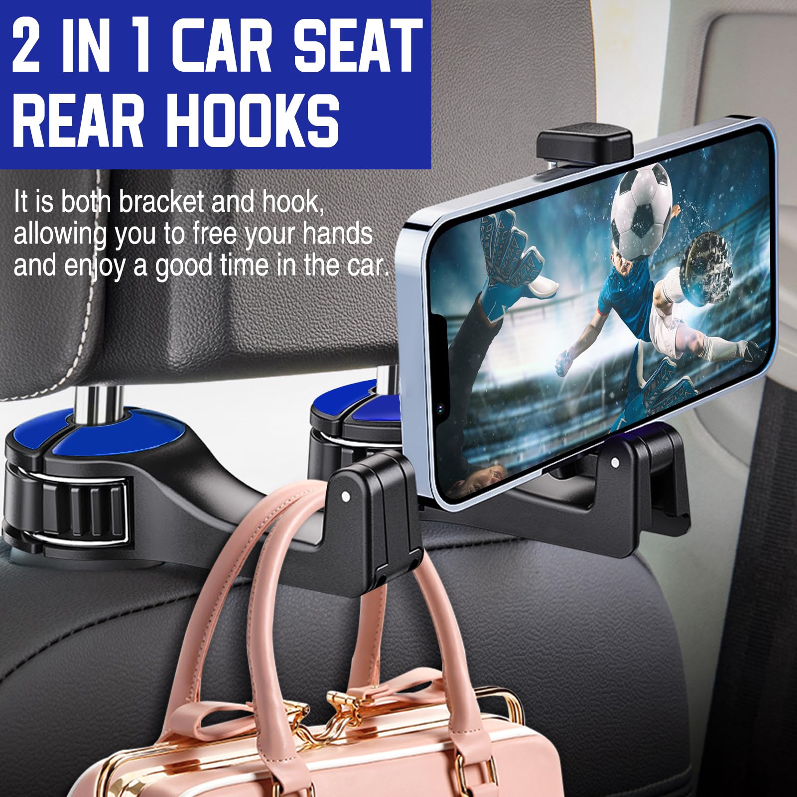 JJiaoLinin Auto Kopfstützenhalter - 2-in-1 Mit Handyhalterung 360° Drehbar