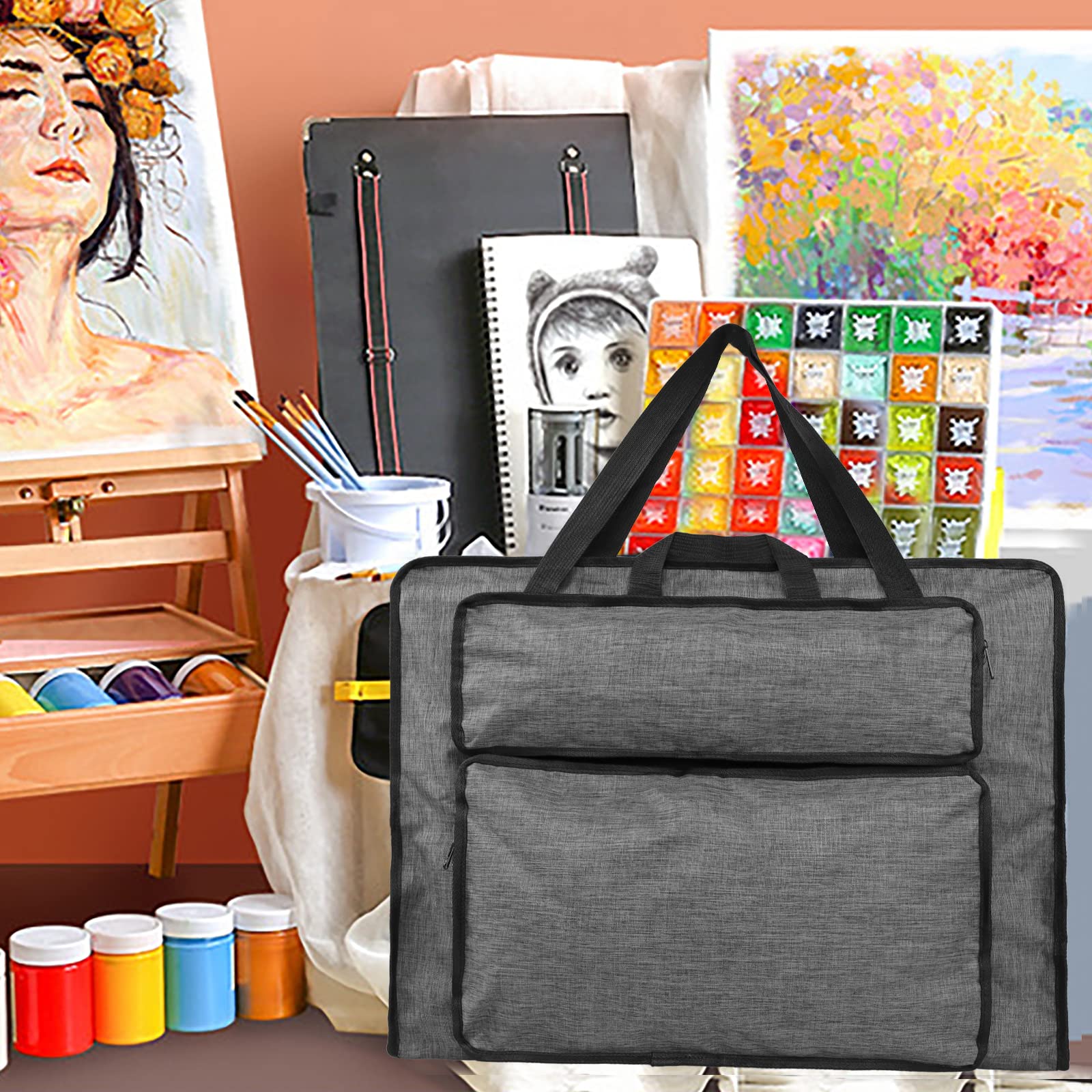 バッグ(画材とか大きい絵とに良さげ) Amazon | 画材バッグ スケッチバッグ 8K 軽量 防水 キャンバス