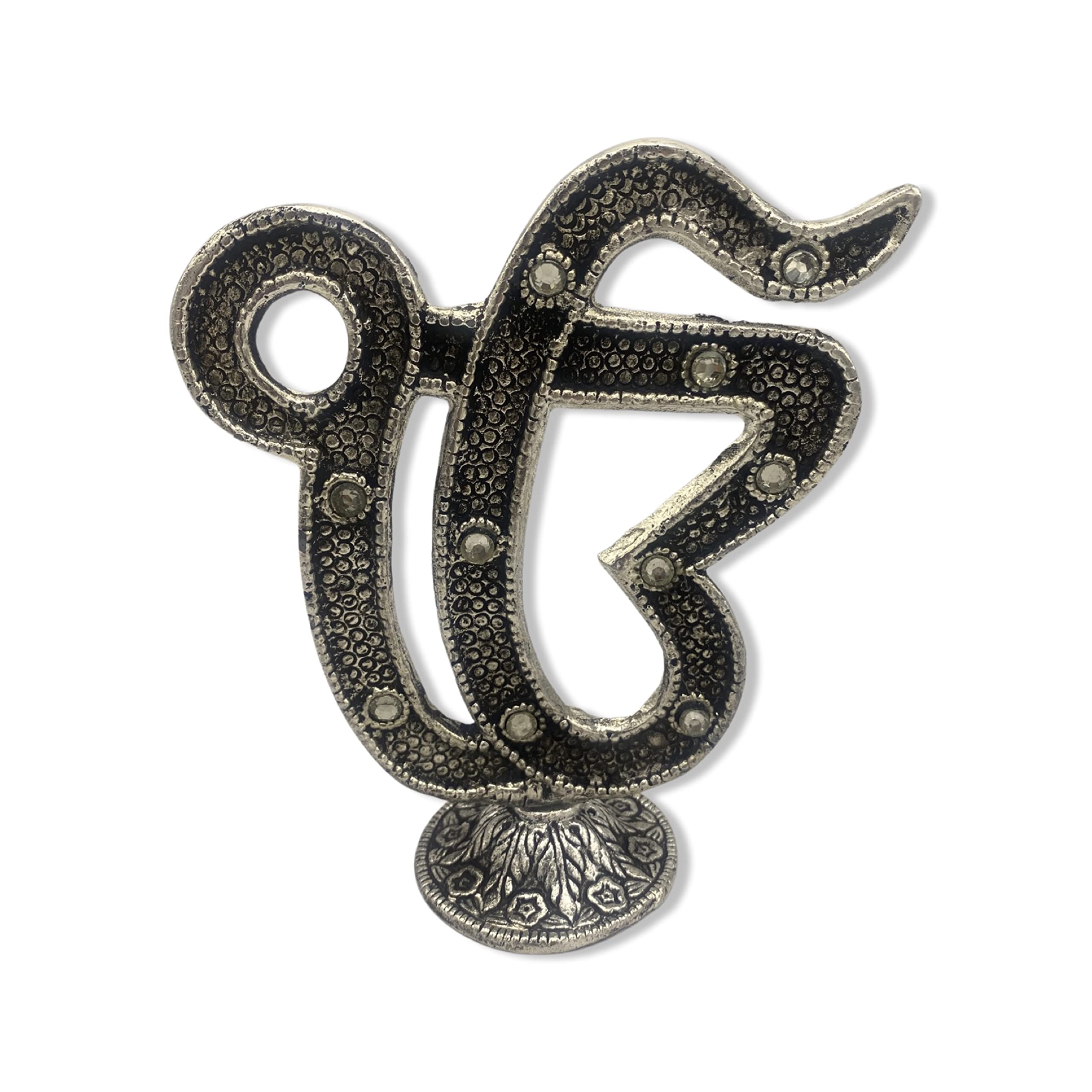 Agroware Ek Onkar Religious God Idol Statue Decorative Showpiece Figurine for Home and Office (Ek Onkar Silver Plated) (Width 12.5cm, Height 15cm)